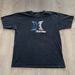 Hurley‎ Black Grunge Tee Large Y2K Skater Surf